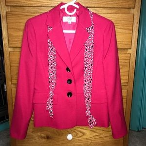 Le Suit bright pink blazer w/ scarf in size 6P